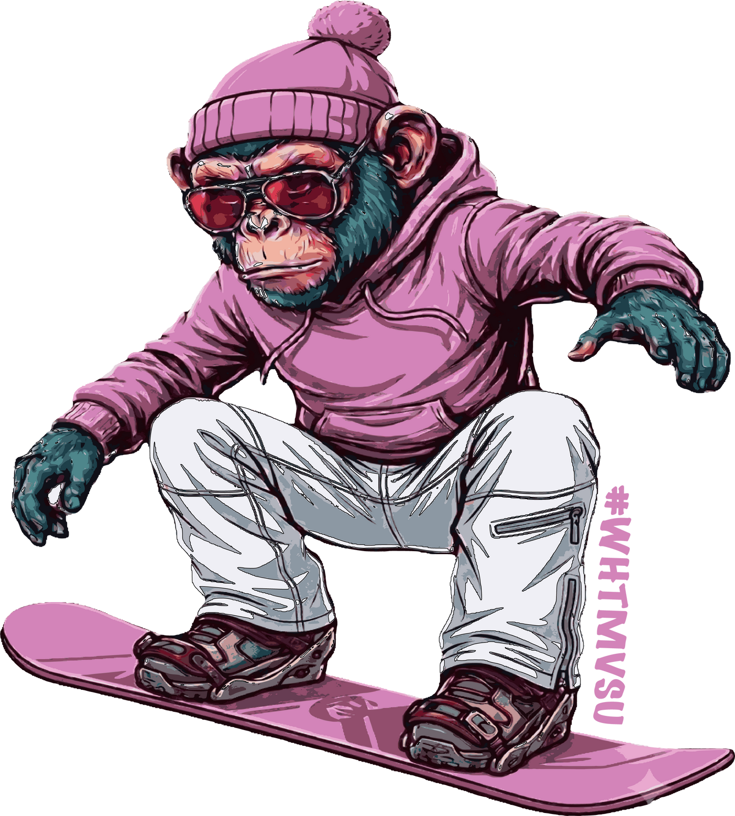 Snowboard Monkey Hoodie 8 oz., 50/50 Cotton/Poly Fleece
